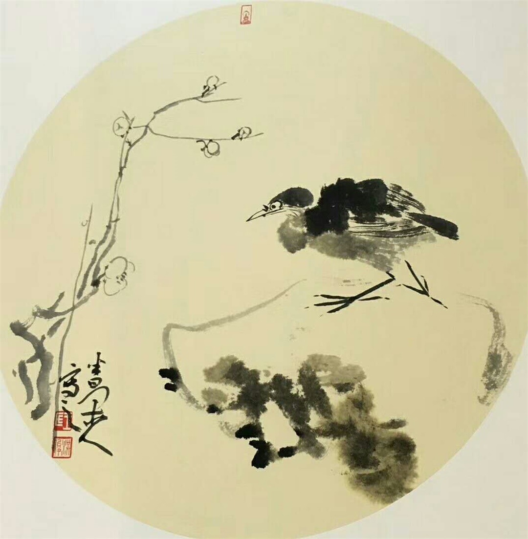 王洪俊 国画作品 | 石雀故事